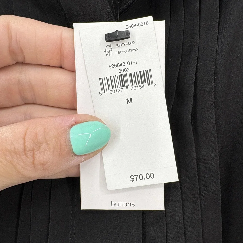 Banana Republic Dress Shirt Mens Medium Black Pleated Tux Stretch Formal NWT